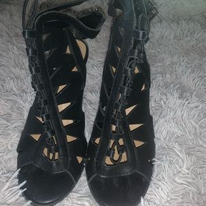 Heels with a small heel.